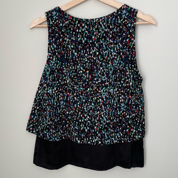 Sandro Paris Multi-Colour Abstract Print Layered Sleeveless Blouse - Picture 8 of 12